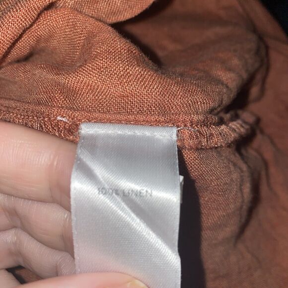 J. JILL Pure Jill 3/4 Sleeve Billowy LINEN Button Front Blouse XS Terra Cotta - Picture 8 of 8